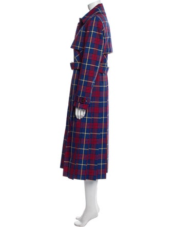 Mulberry Plaid Print Trench Coat