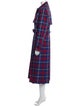 Mulberry Plaid Print Trench Coat