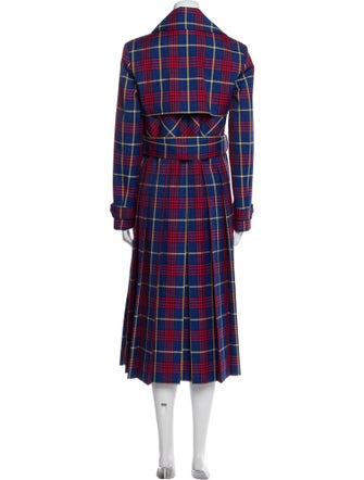 Mulberry Plaid Print Trench Coat