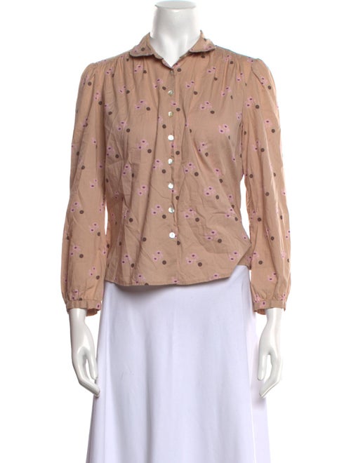 Mulberry Printed Three-Quarter Sleeve Button-Up Top