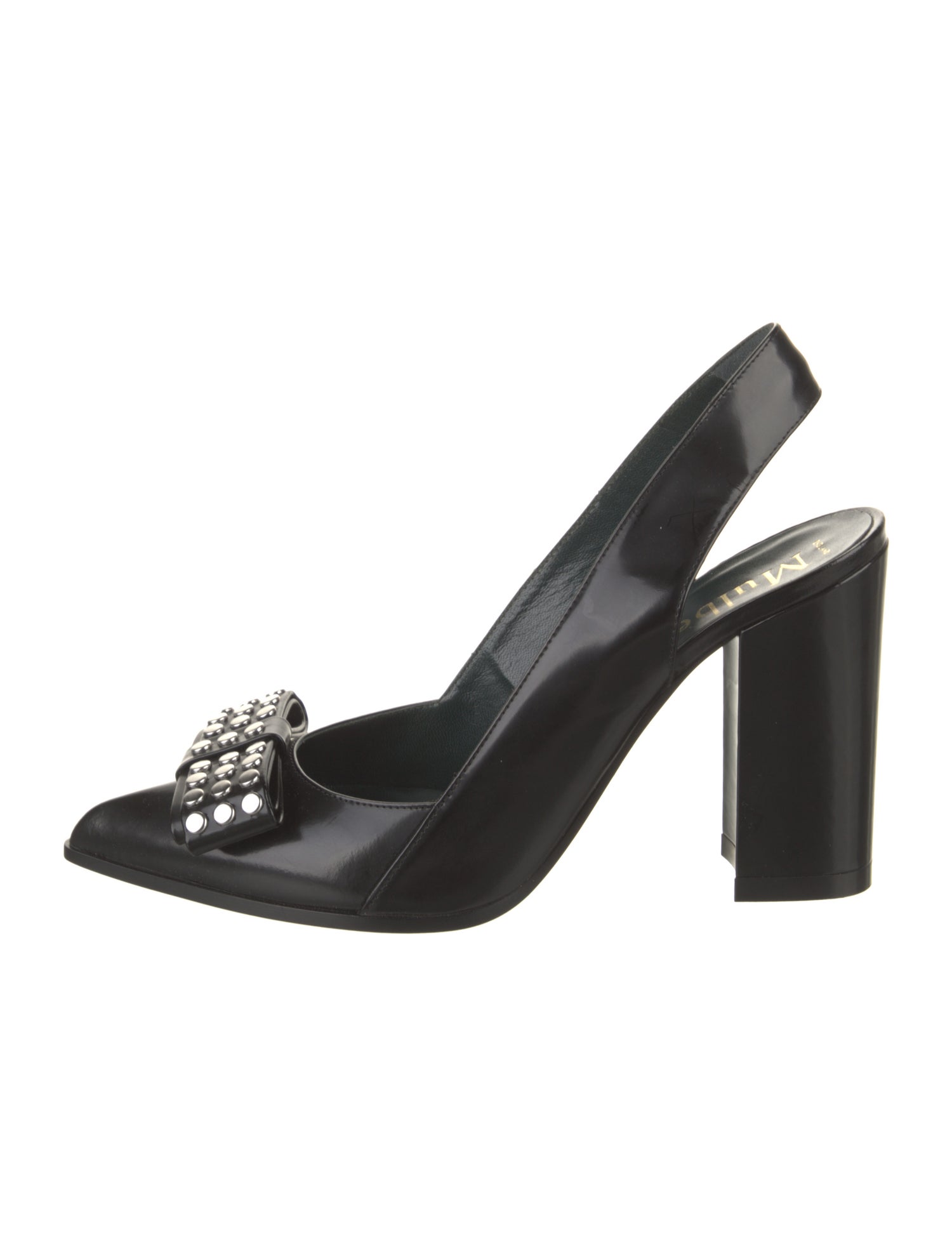Mulberry Patent Leather Bow Accents Slingback Pumps