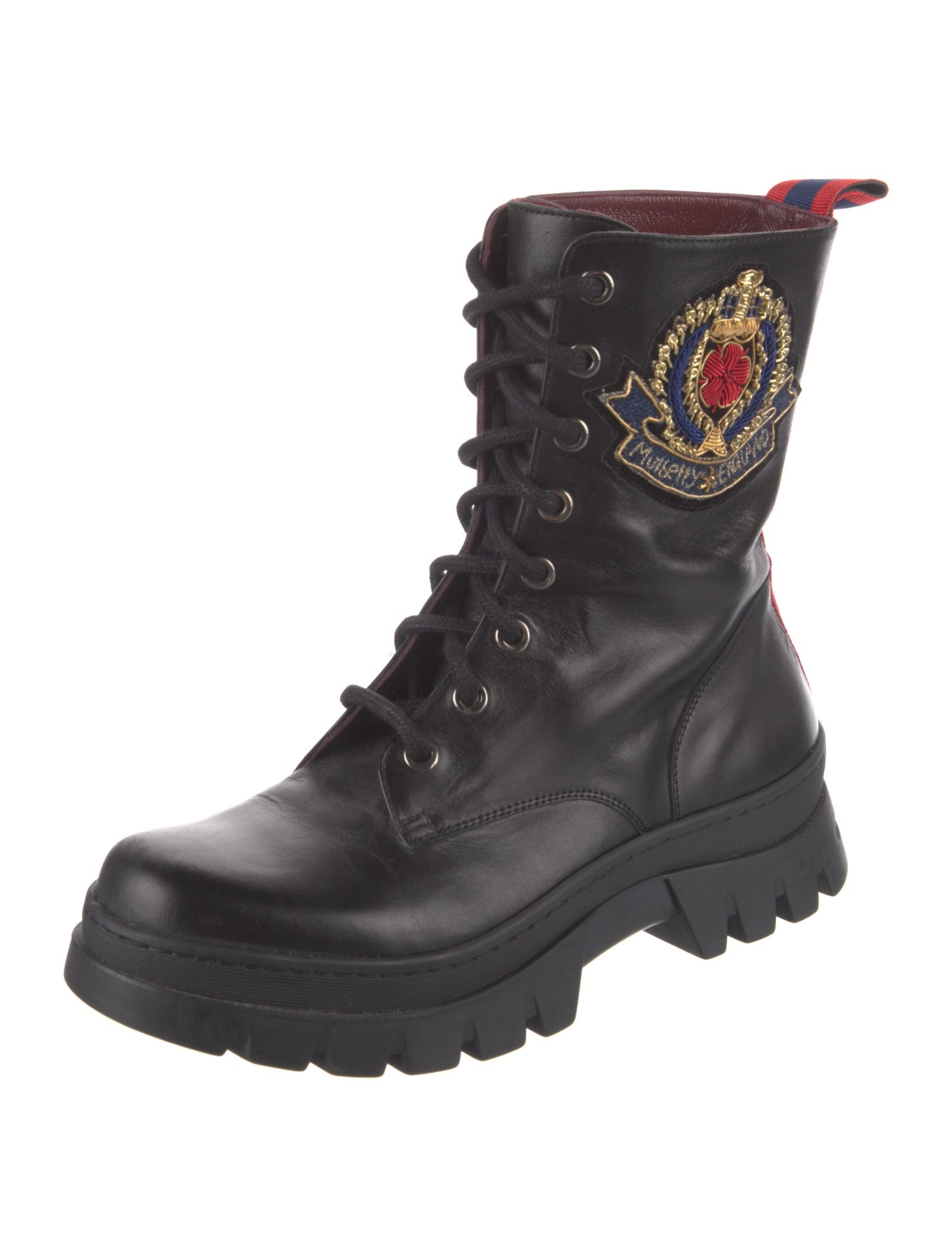 Mulberry Leather Combat Boots