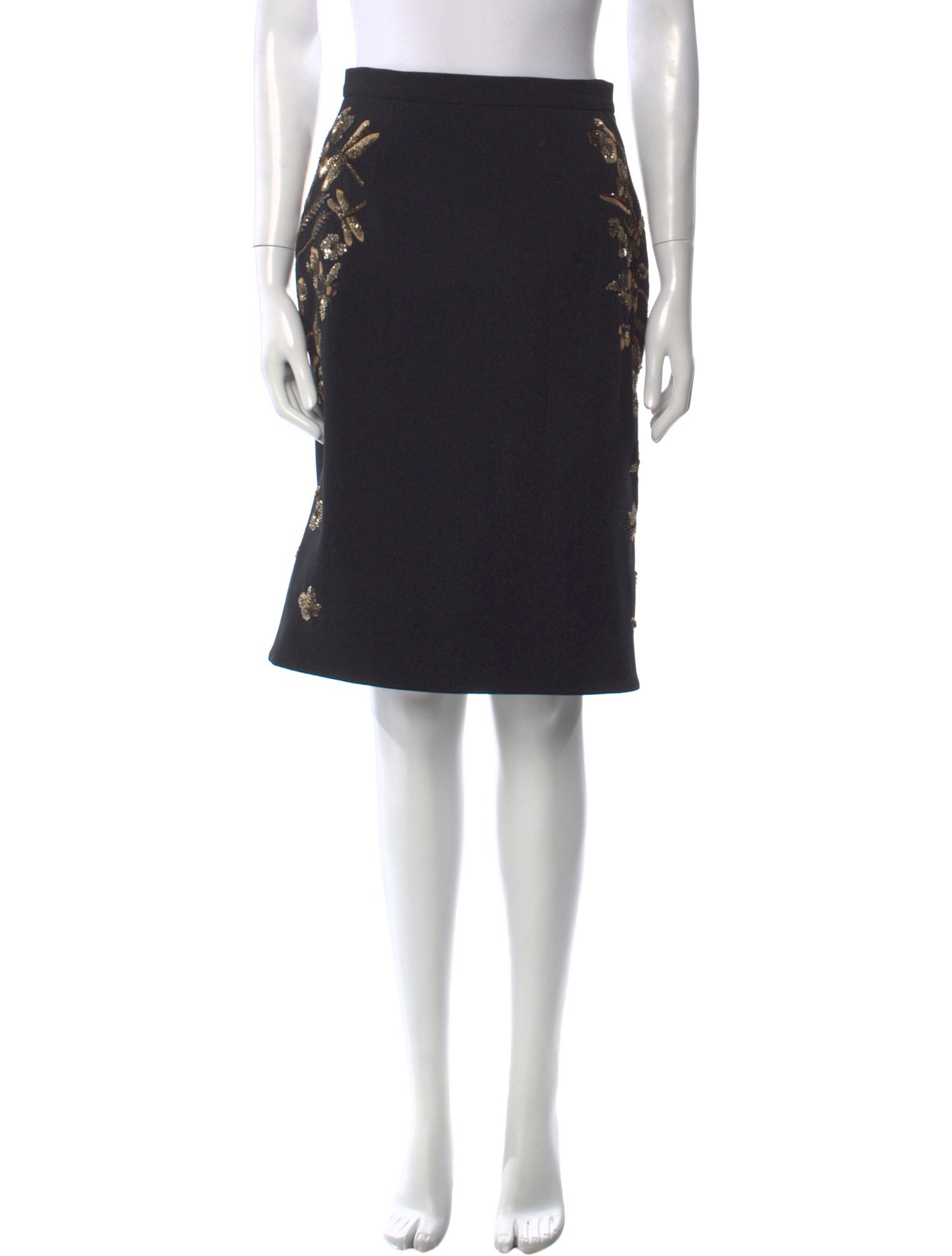 Mulberry Sequin Embellishments Knee-Length Skirt