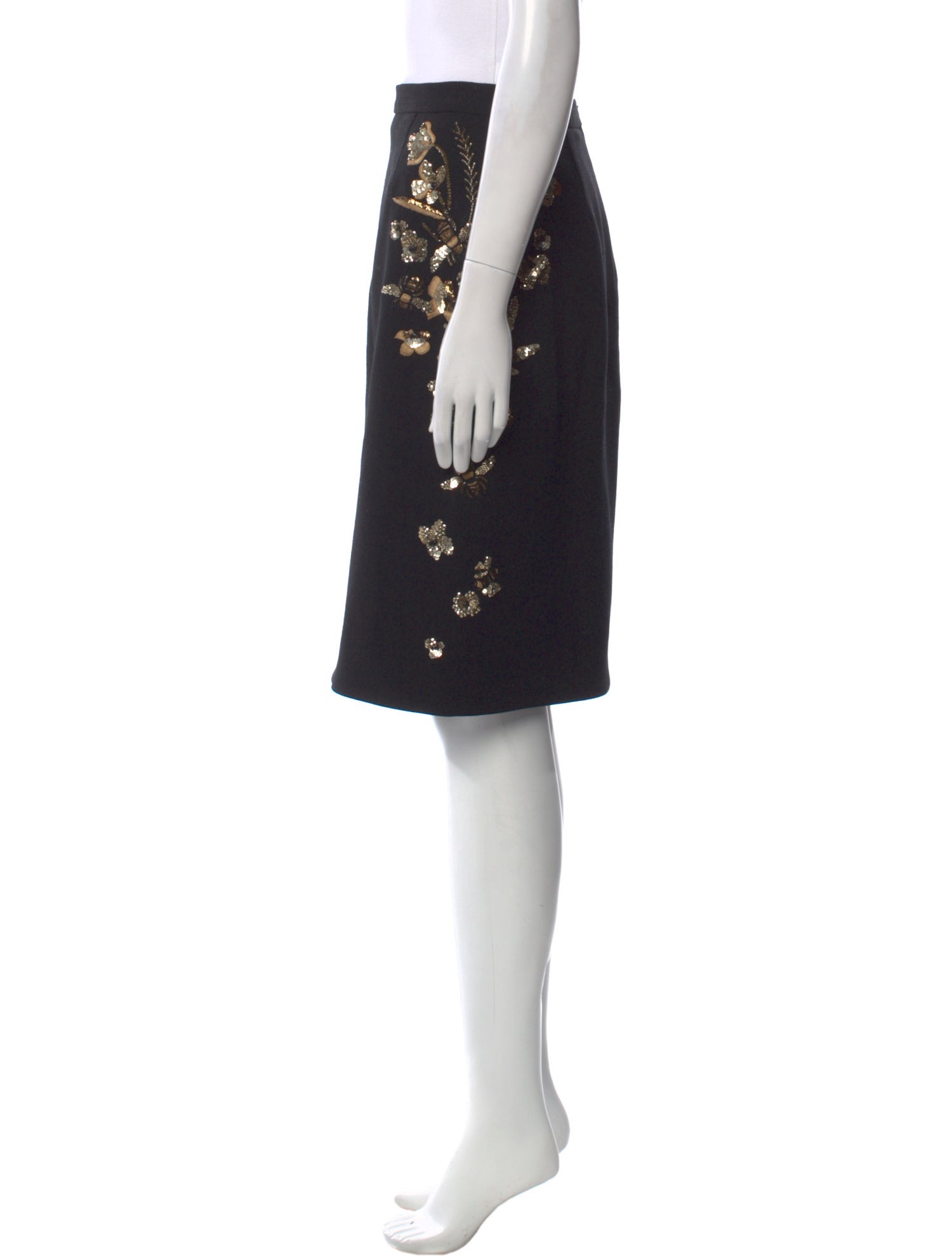 Mulberry Sequin Embellishments Knee-Length Skirt