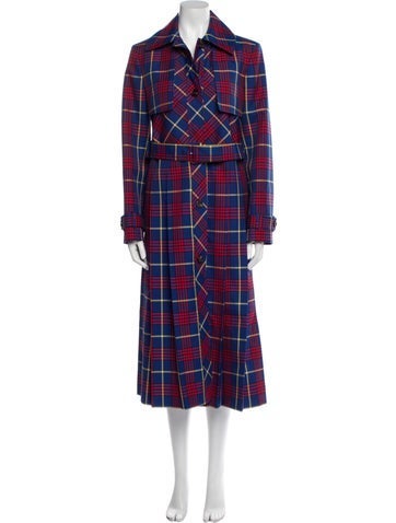 Mulberry Coats Plaid Print Trench Coat S