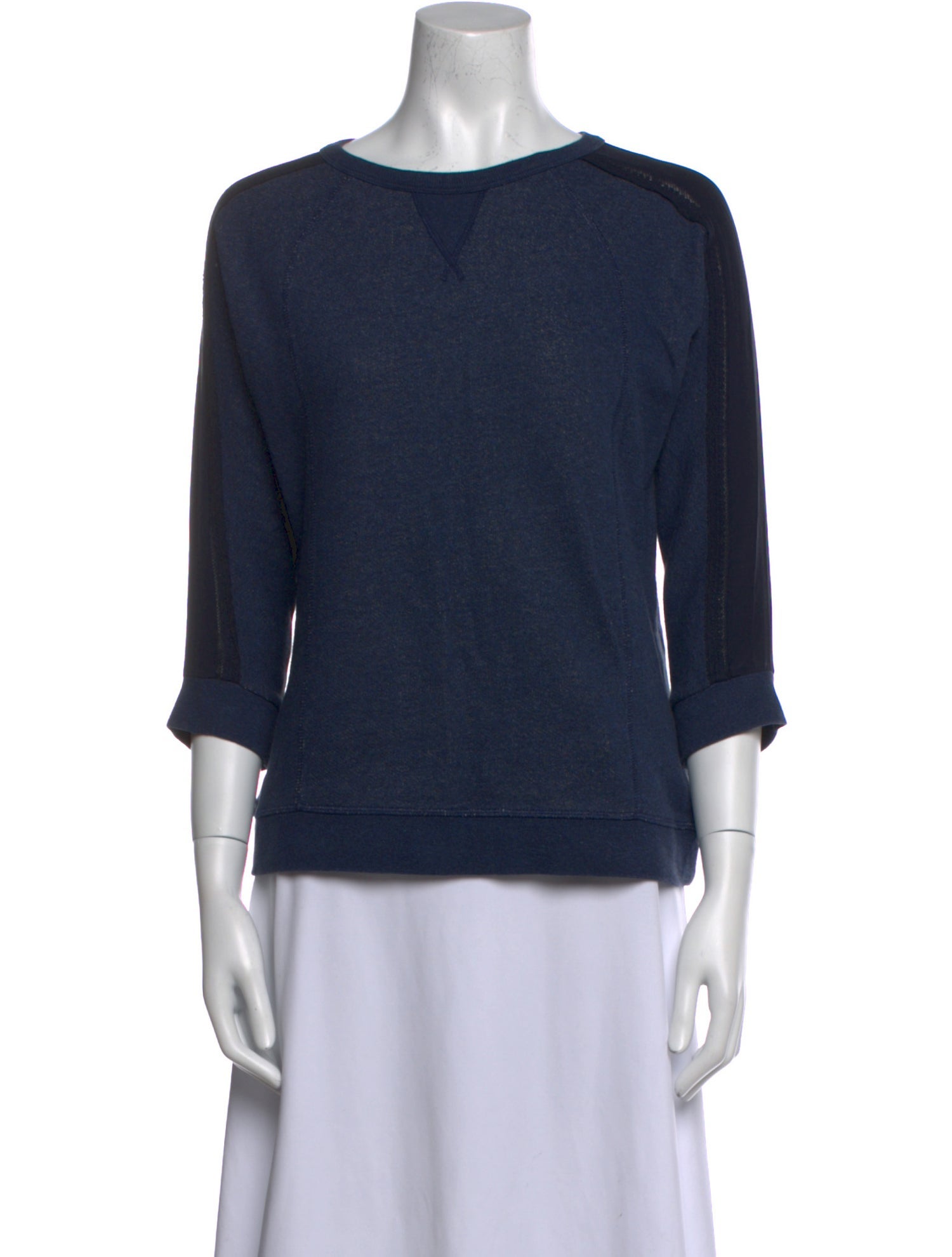 Mulberry Bateau Neckline Three-Quarter Sleeve Sweatshirt