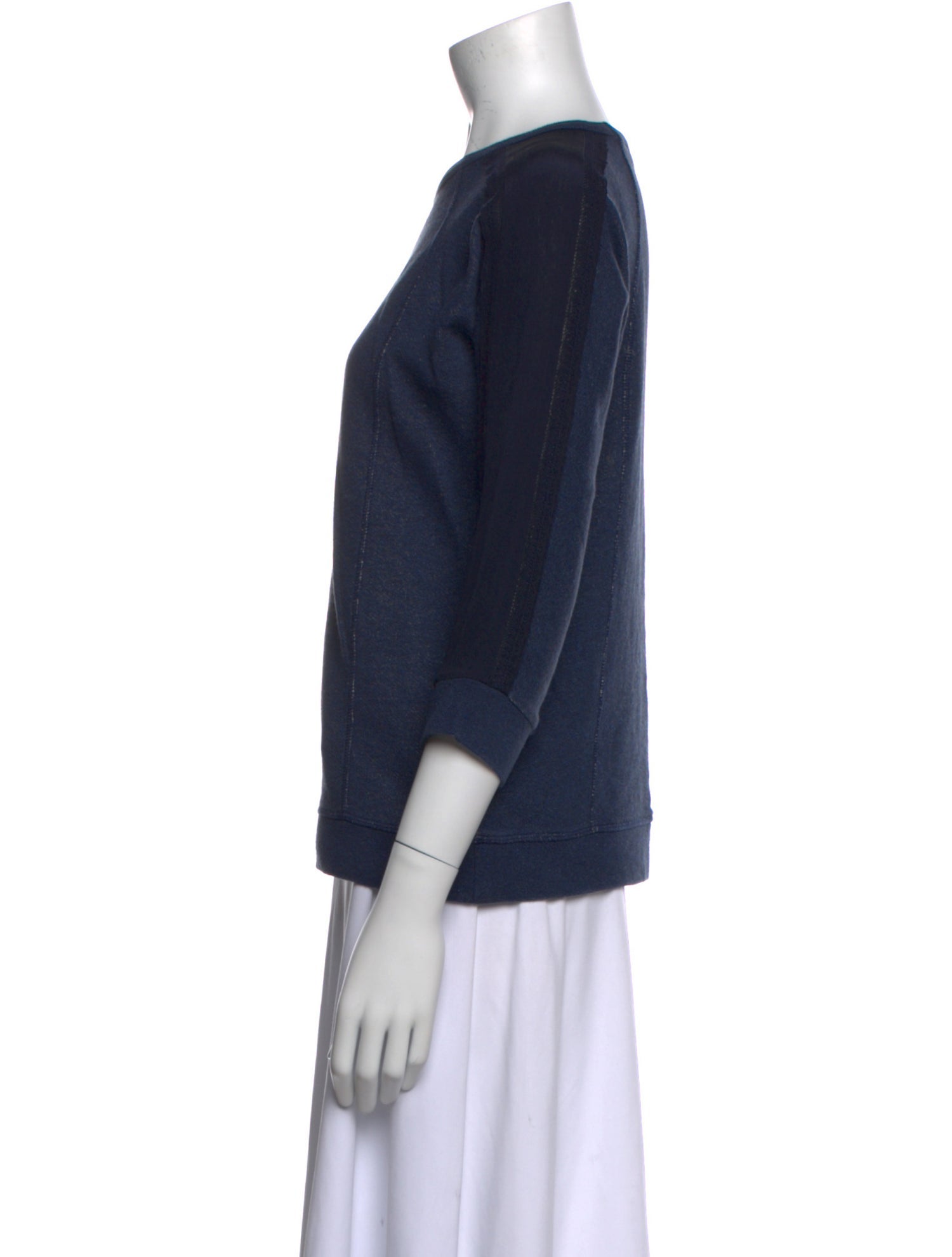 Mulberry Bateau Neckline Three-Quarter Sleeve Sweatshirt