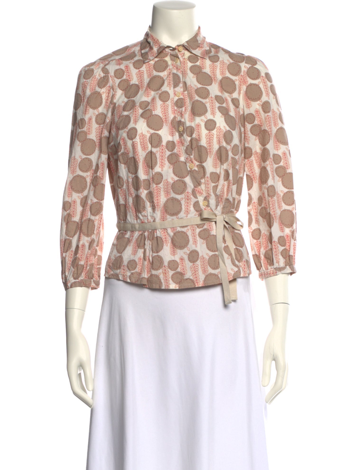 Mulberry Printed Mock Neck Button-Up Top