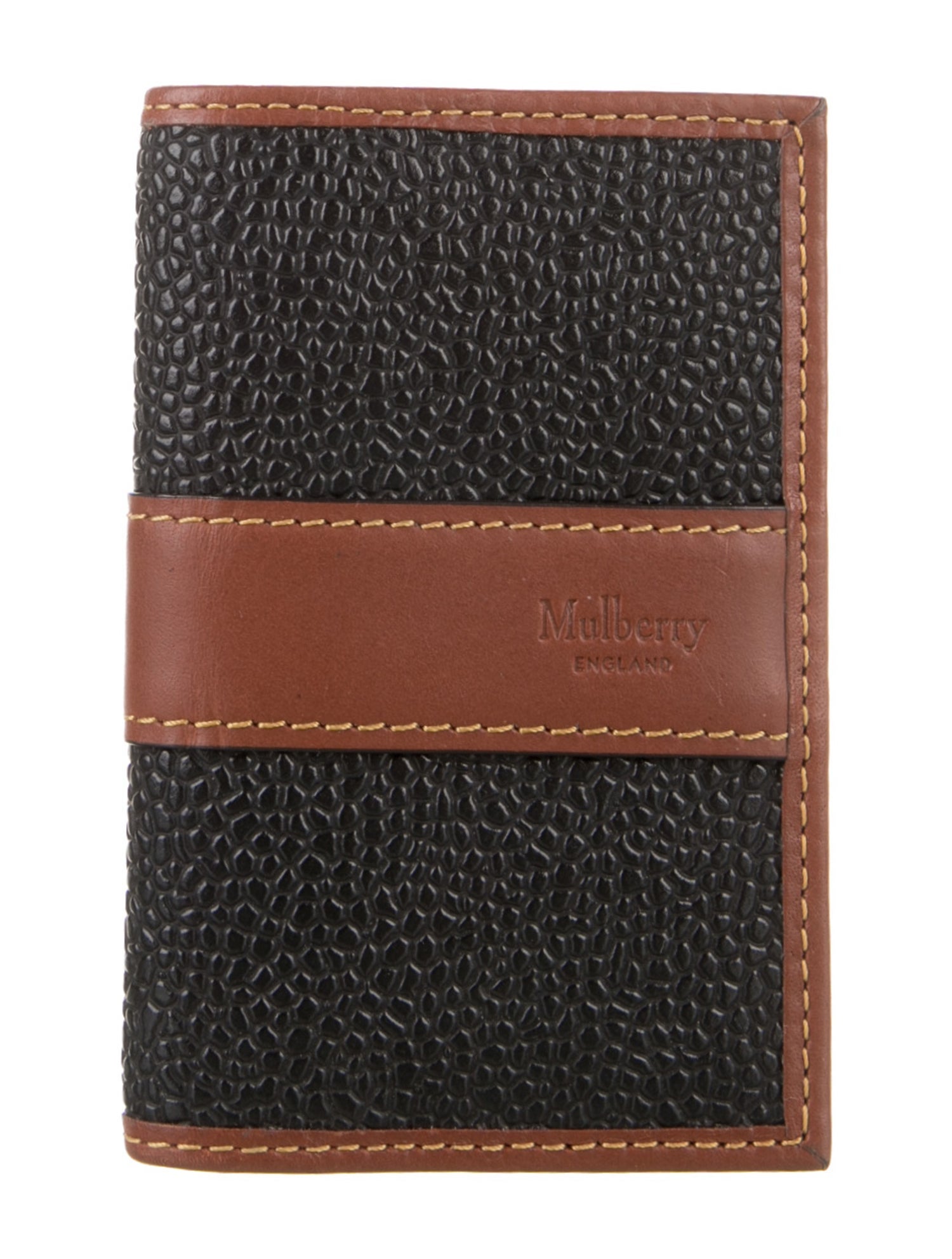 Mulberry Leather Colorblock Pattern Bifold Wallet