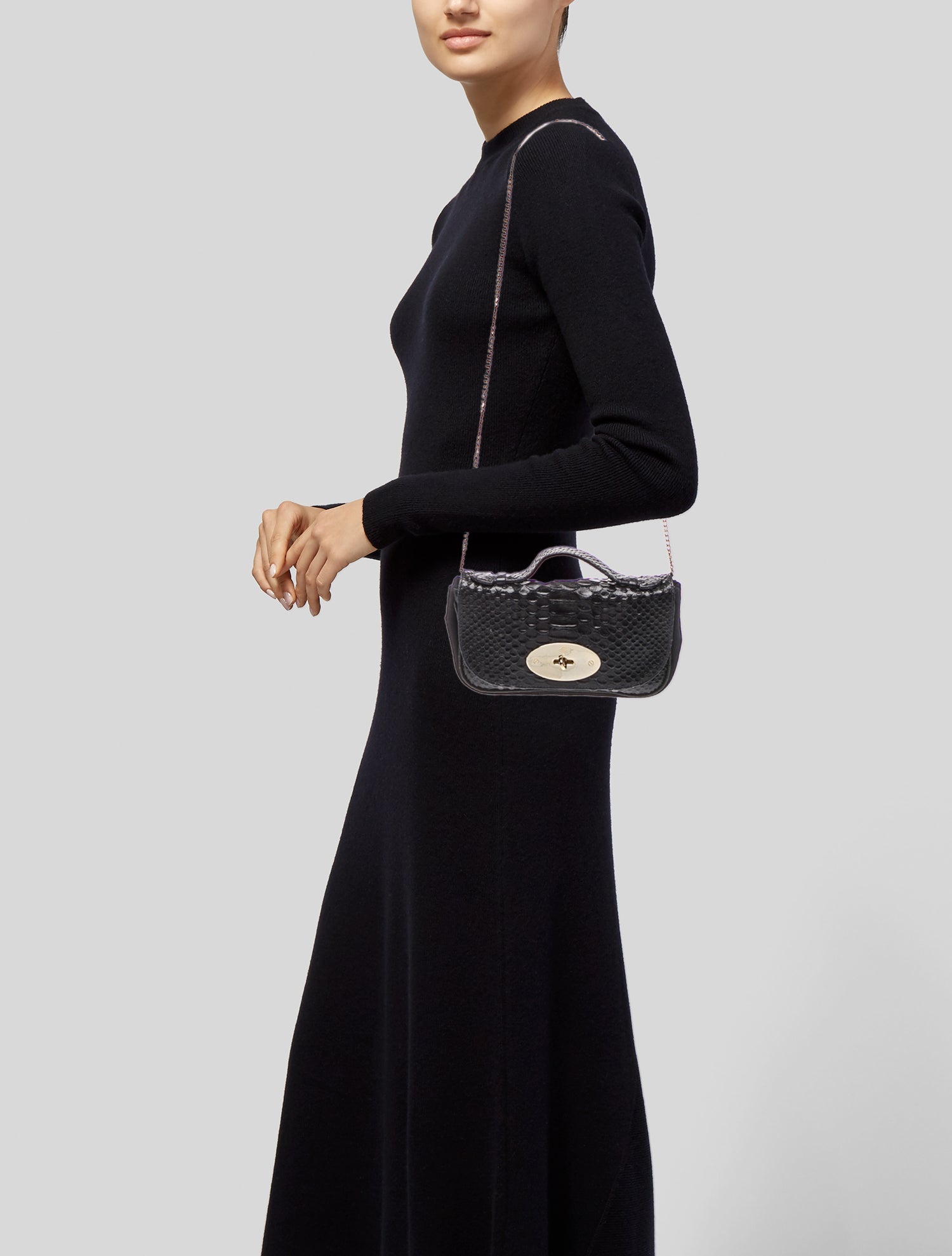 Mulberry Embossed Leather Shoulder Bag