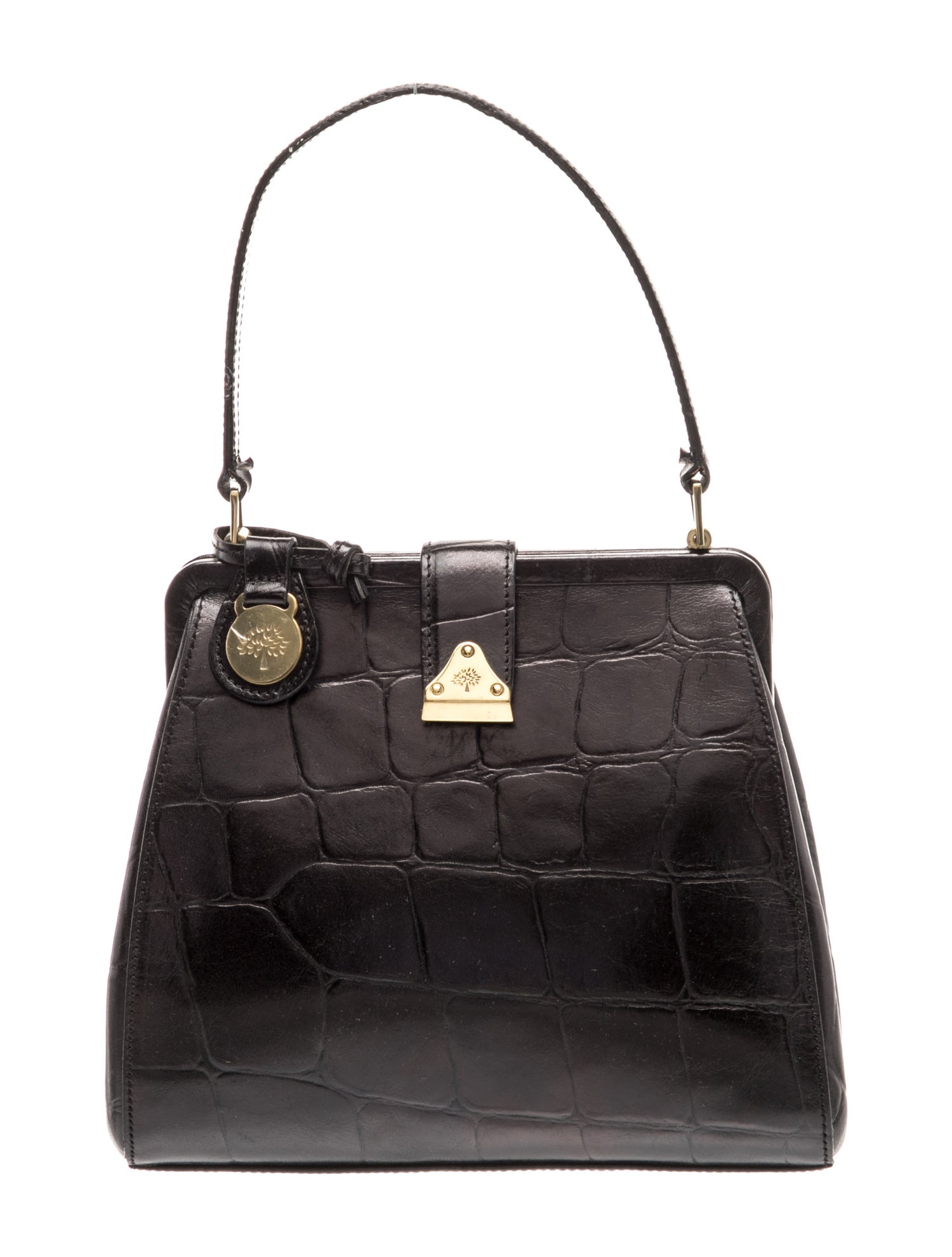 Mulberry Embossed Leather Top Handle Bag