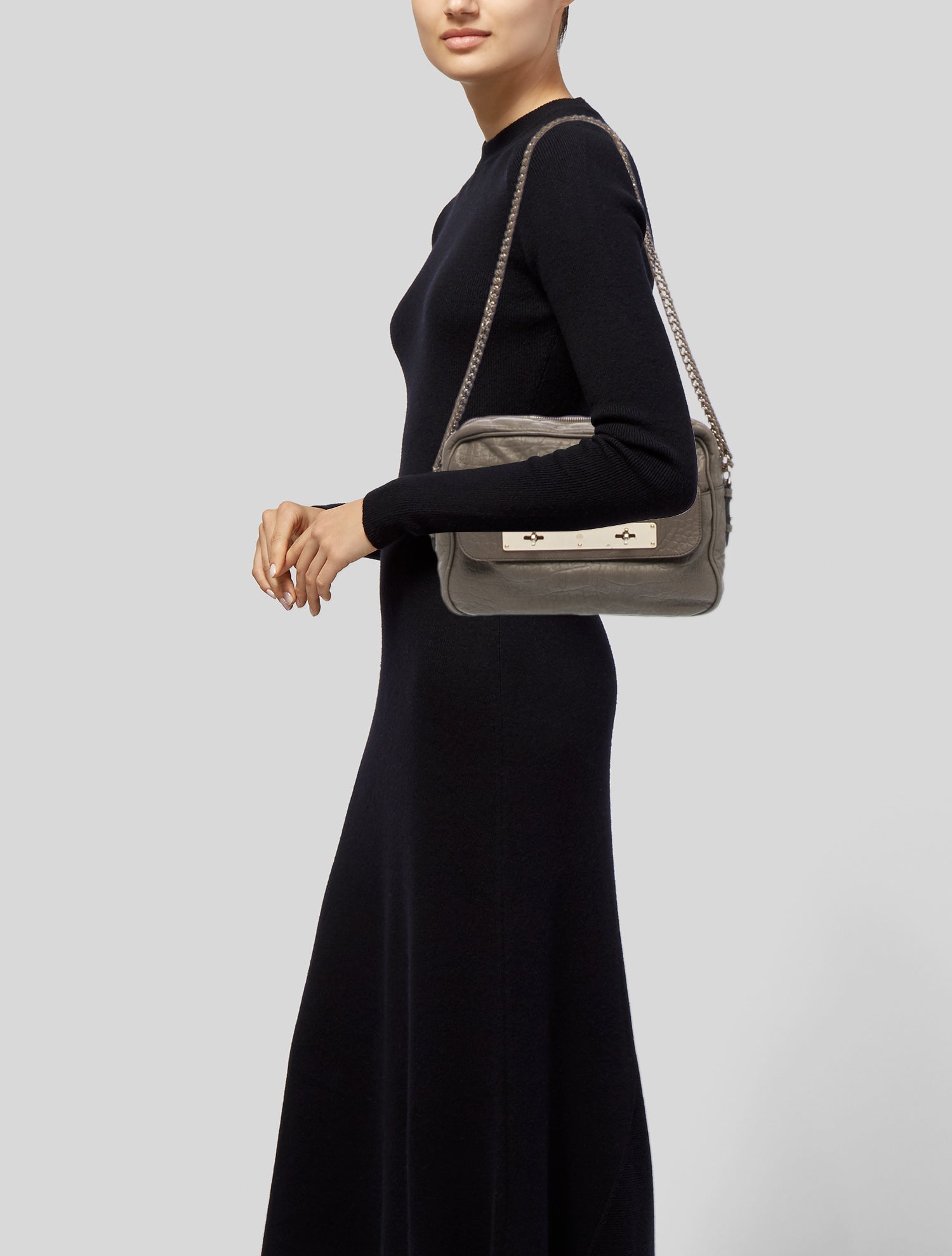 Mulberry Embossed Leather Shoulder Bag