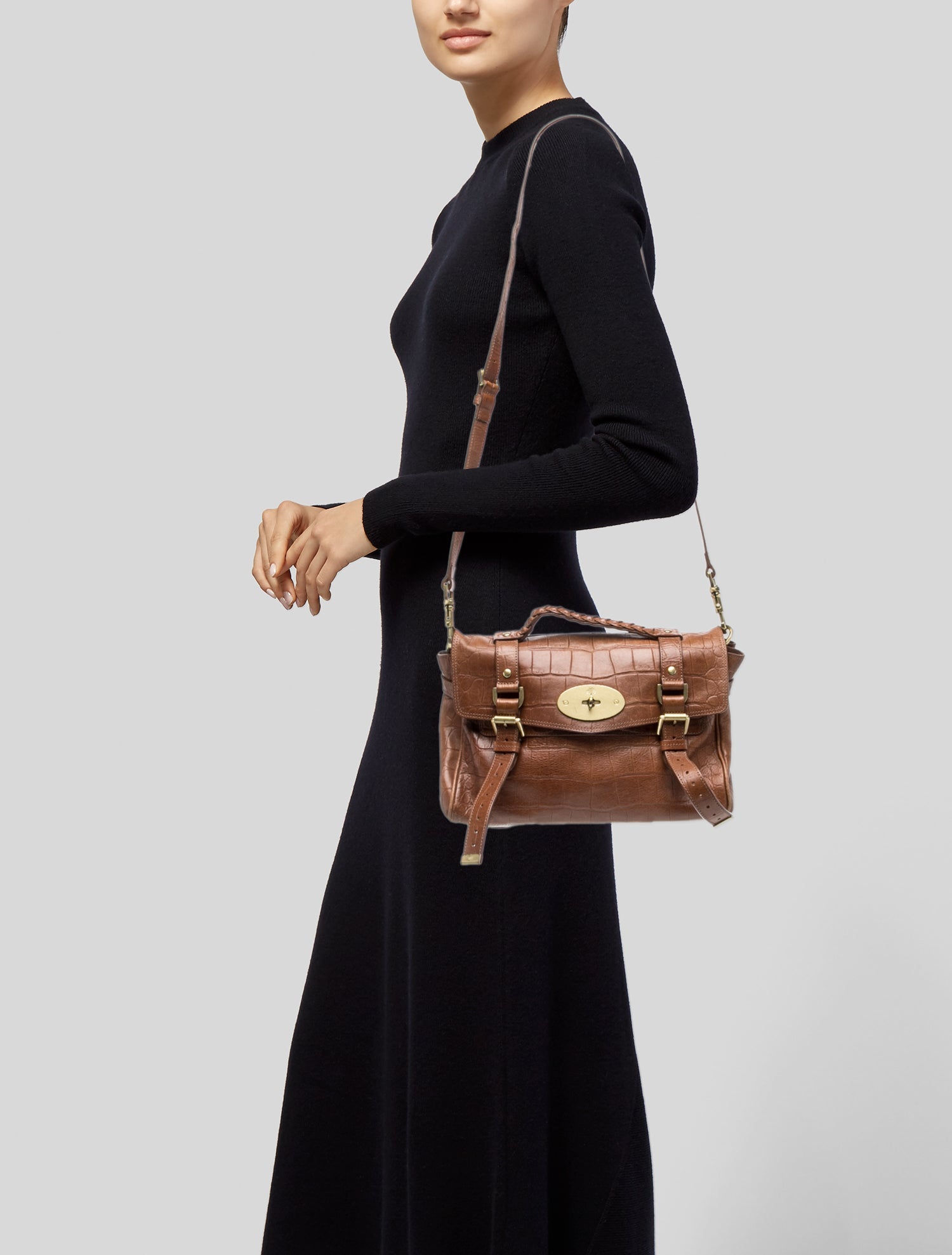Mulberry Polly Push-Lock Tote - Black Handle Bags, Handbags