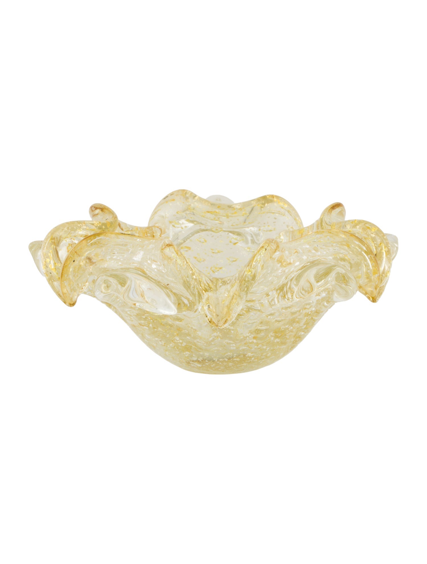Murano Metallic Flake Scalloped Bowl