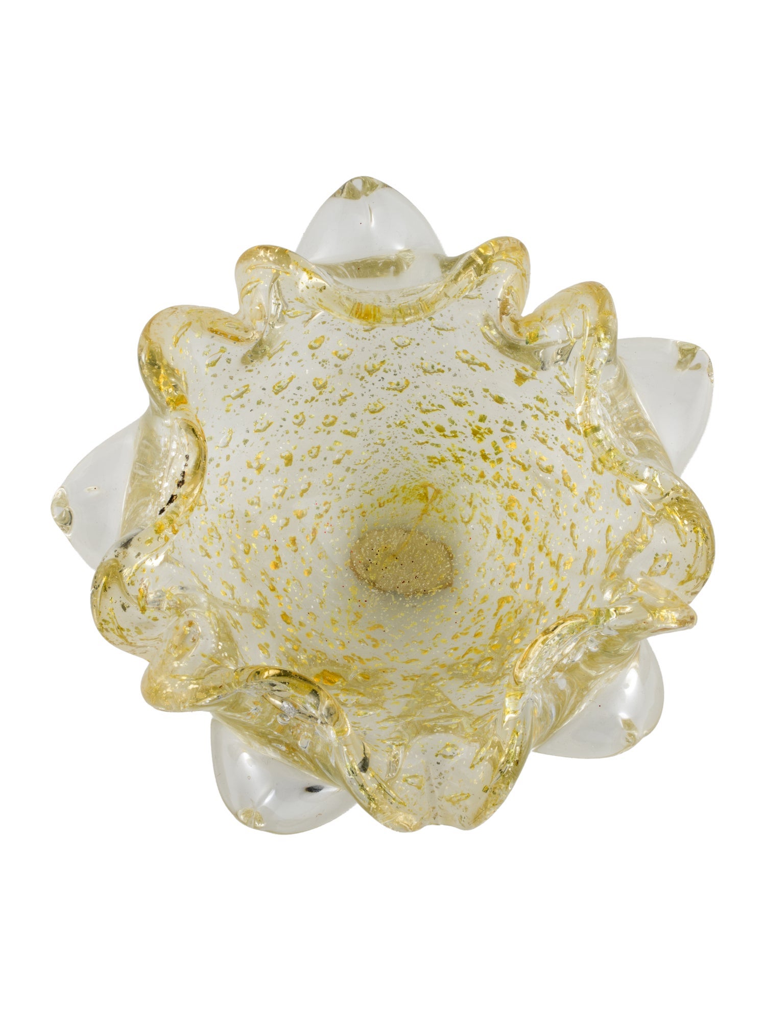 Murano Metallic Flake Scalloped Bowl