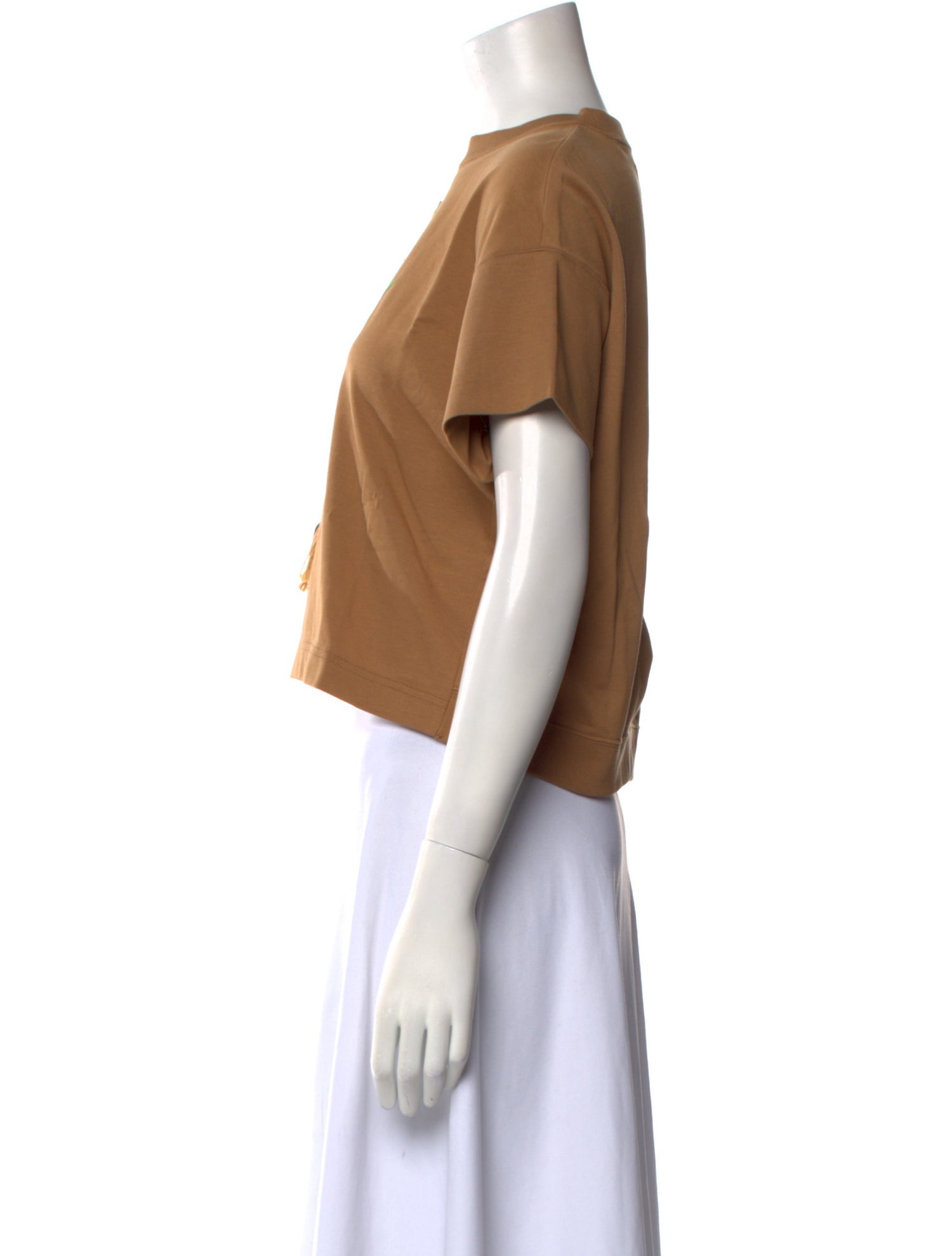 Muveil Graphic Print Crew Neck Crop Top