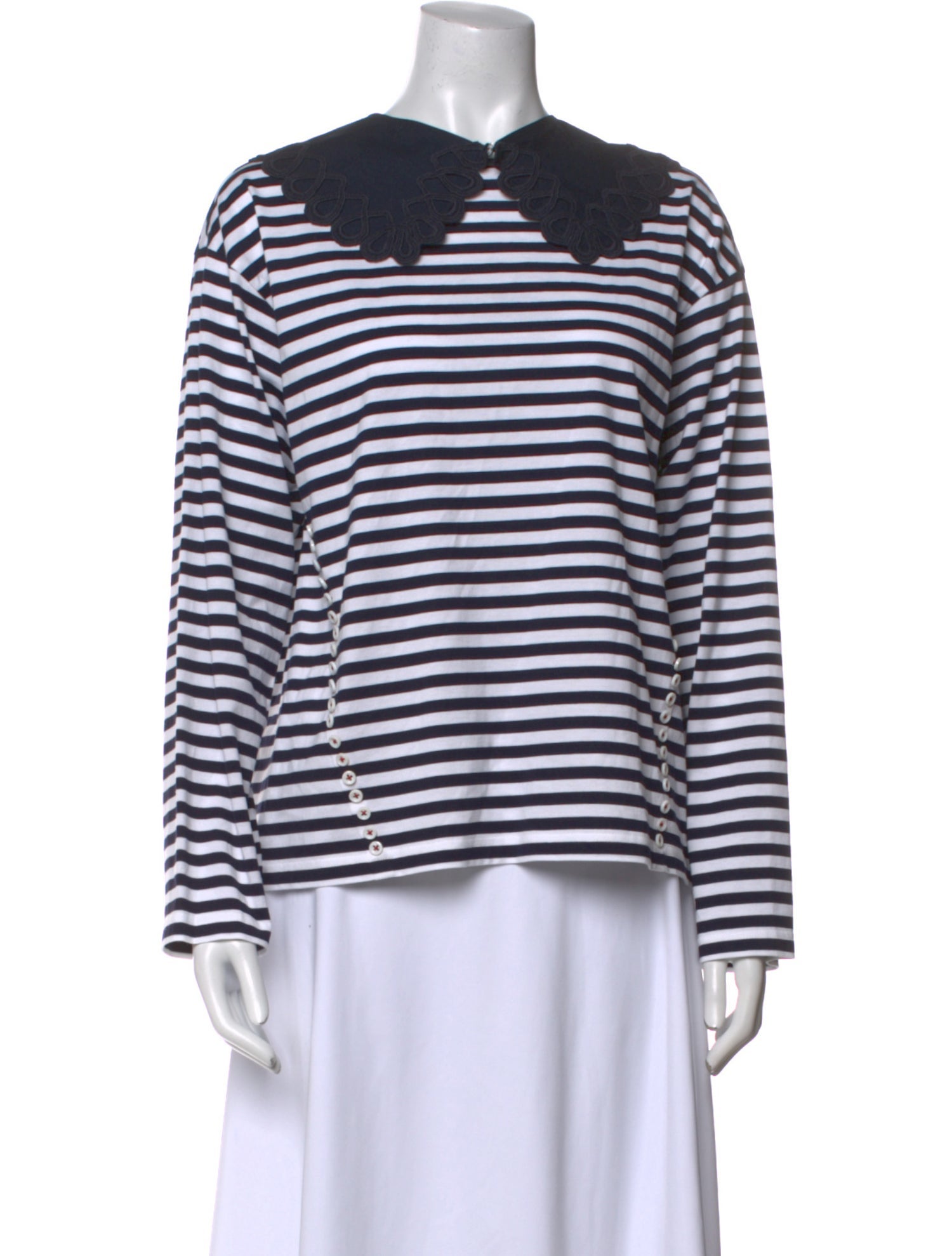 Muveil Striped Crew Neck Top