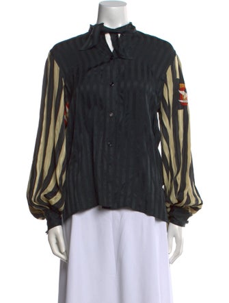 Michaele Vollbracht Silk Long Sleeve Button-Up Top