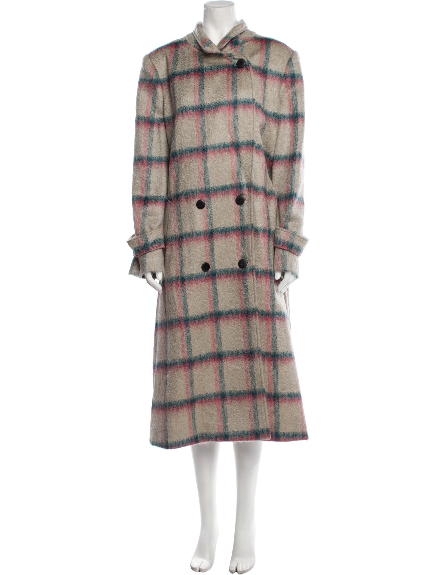 Michelle Waugh Mohair Plaid Print Coat w/ Tags