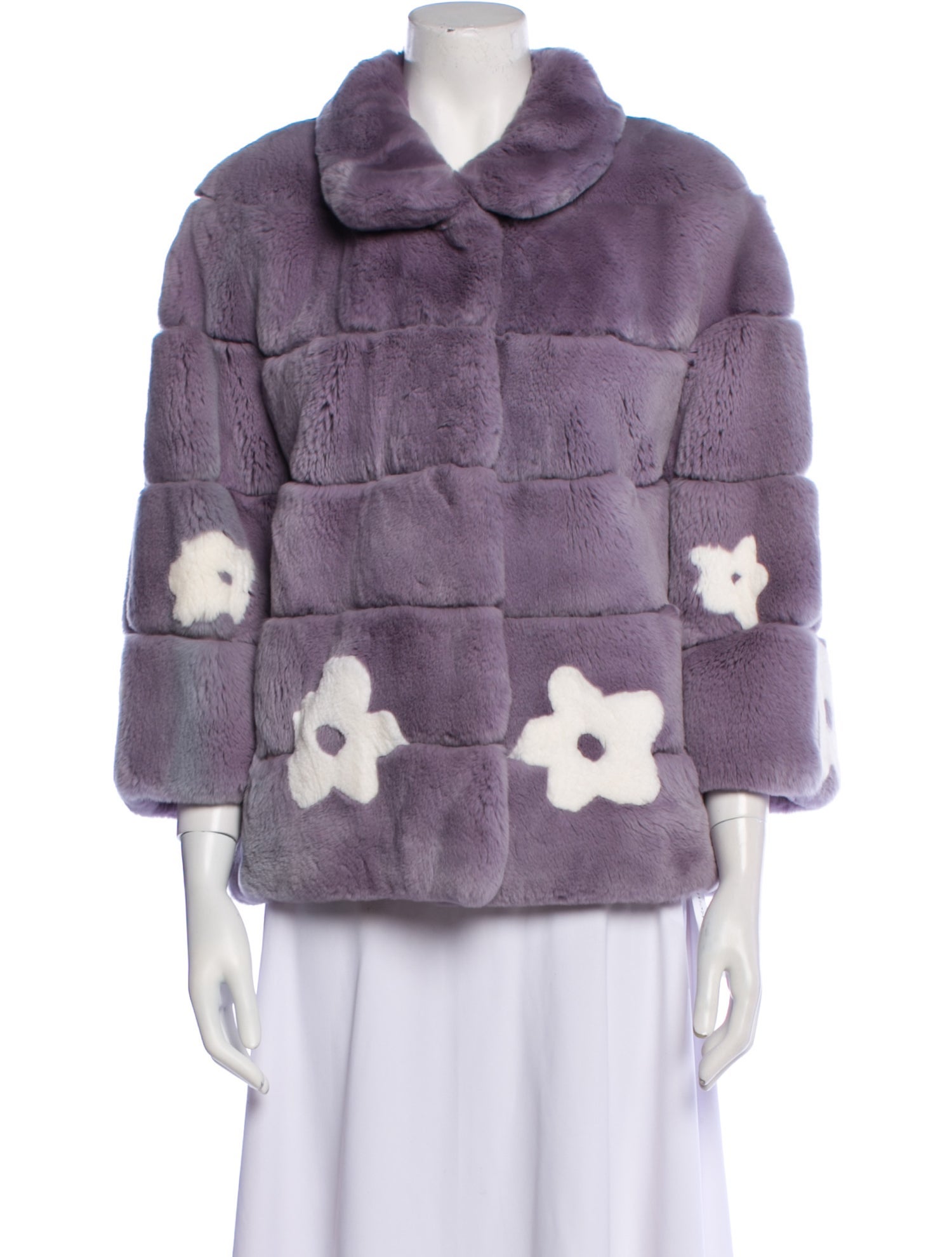 Maximilian Graphic Print Fur Coat