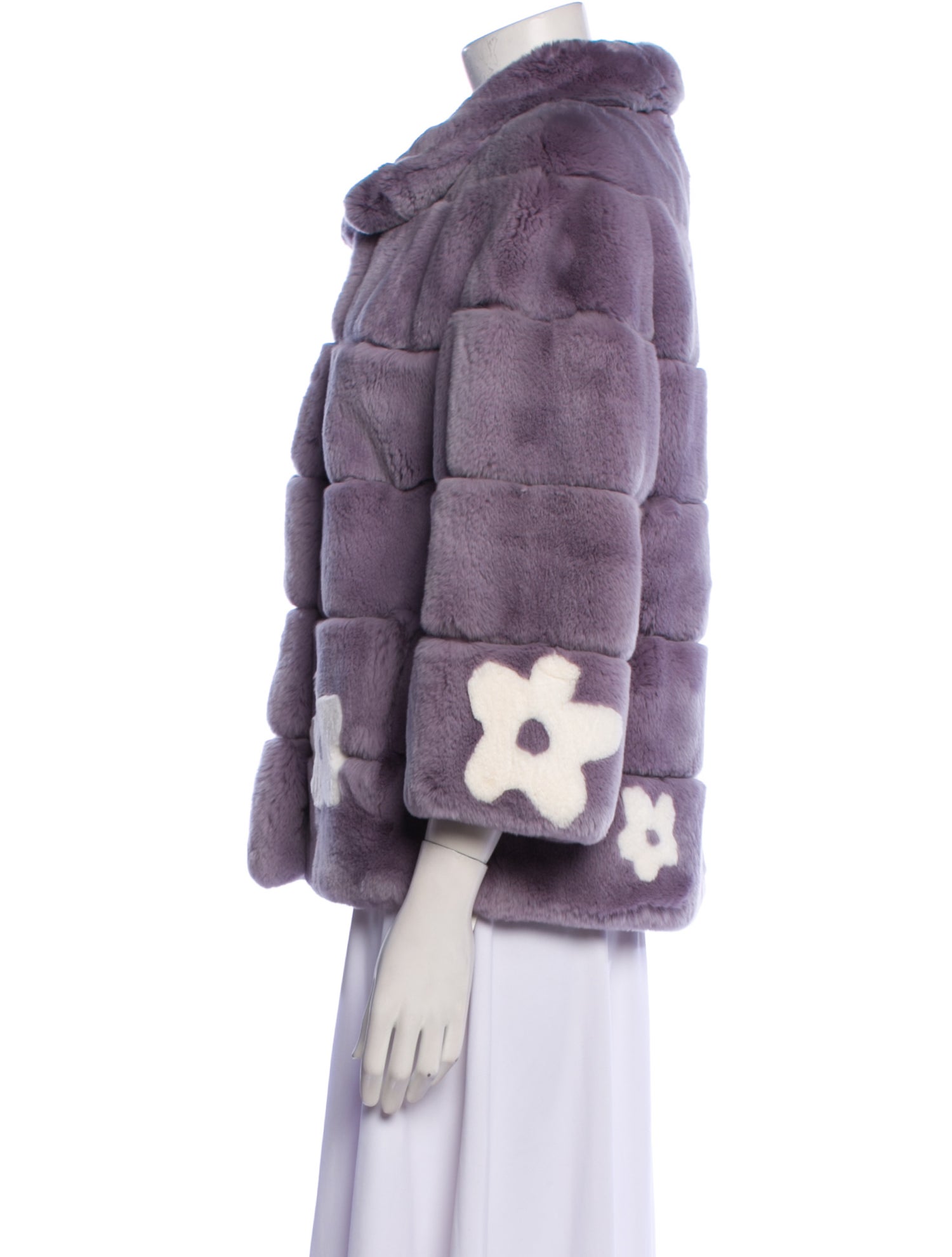 Maximilian Graphic Print Fur Coat