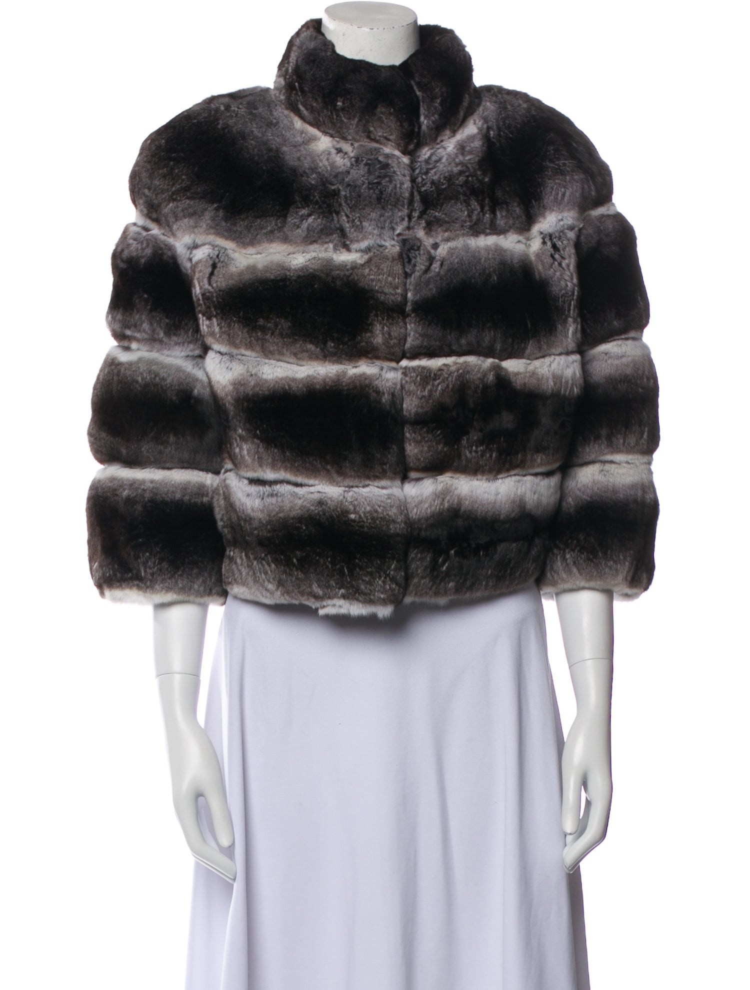 Maximilian Silk Striped Fur Jacket