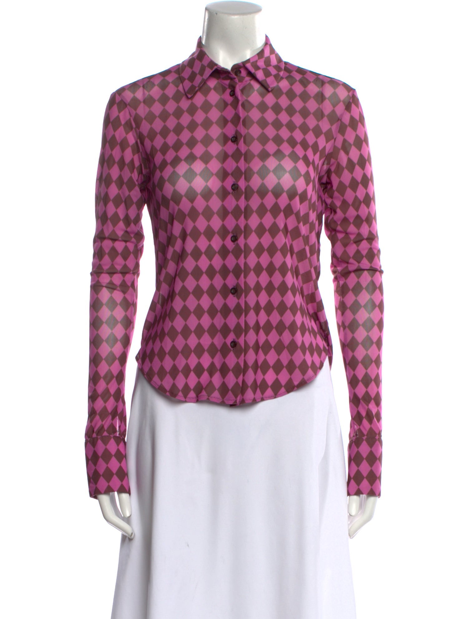 Maximilian Plaid Print Long Sleeve Button-Up Top