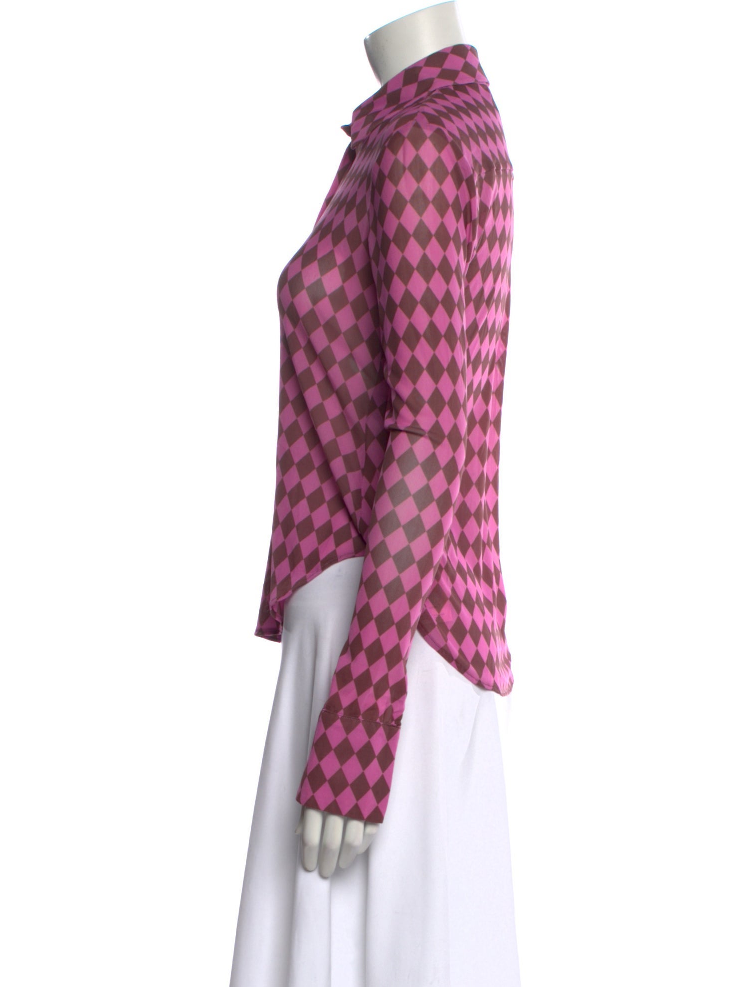 Maximilian Plaid Print Long Sleeve Button-Up Top