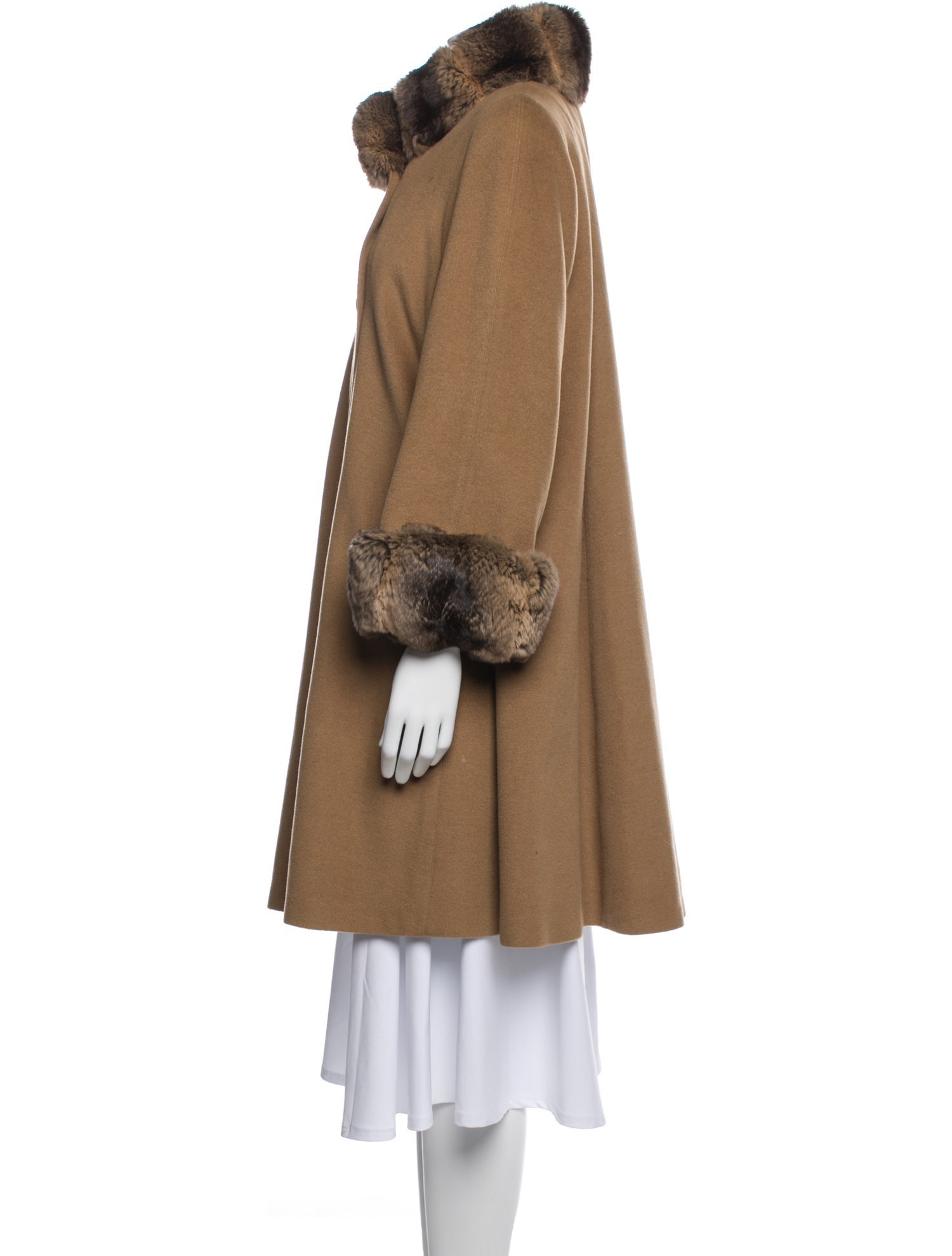 Maximilian Cashmere Faux Fur Coat