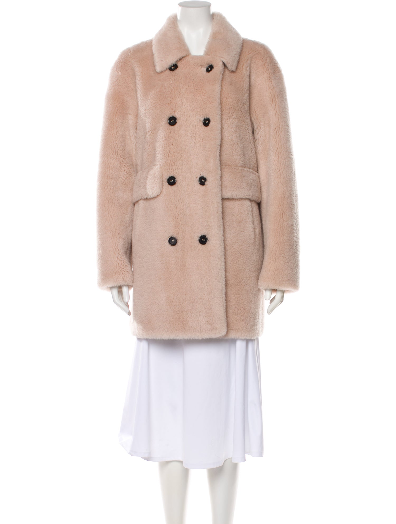 Maximilian Lambswool Faux Fur Coat