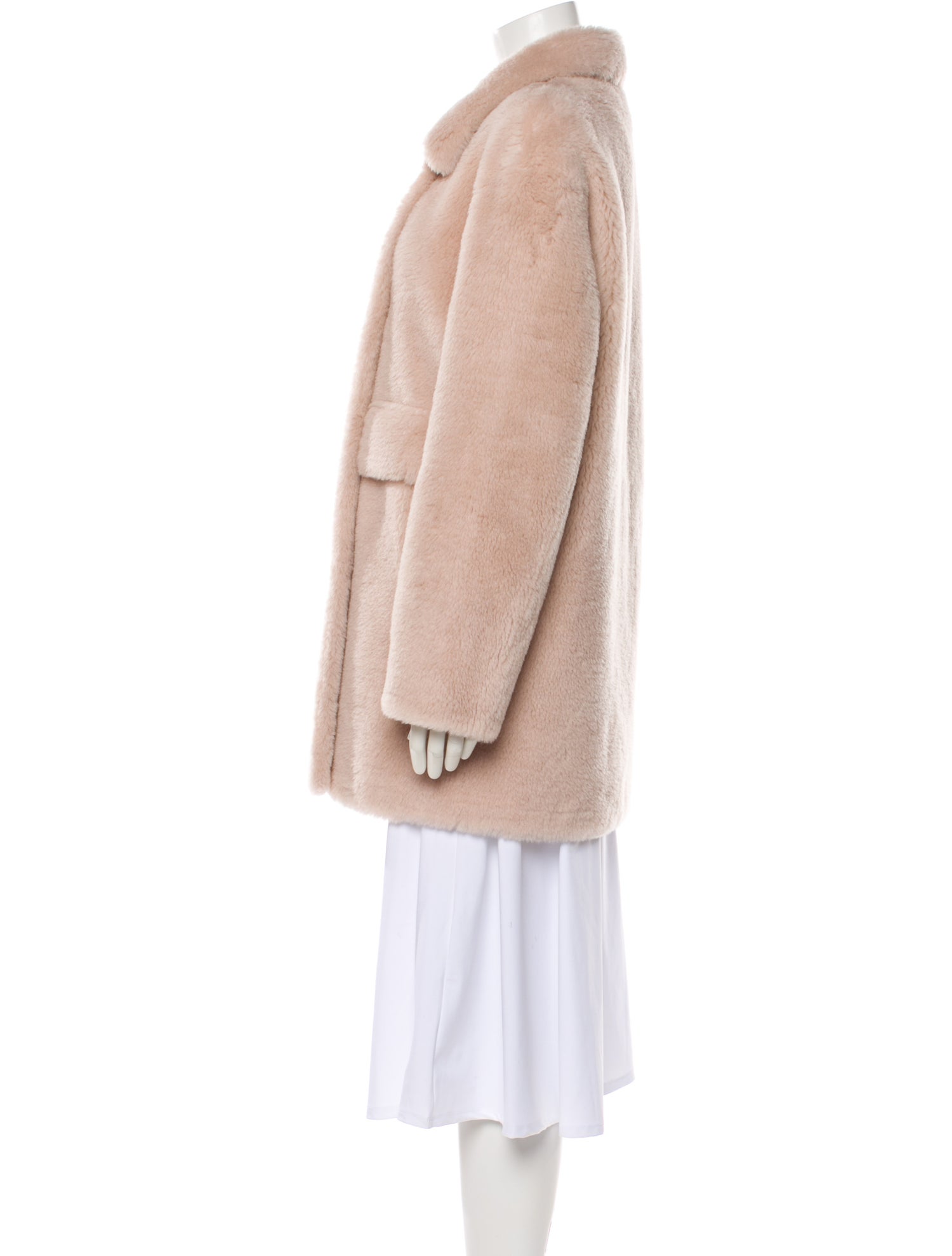 Maximilian Lambswool Faux Fur Coat