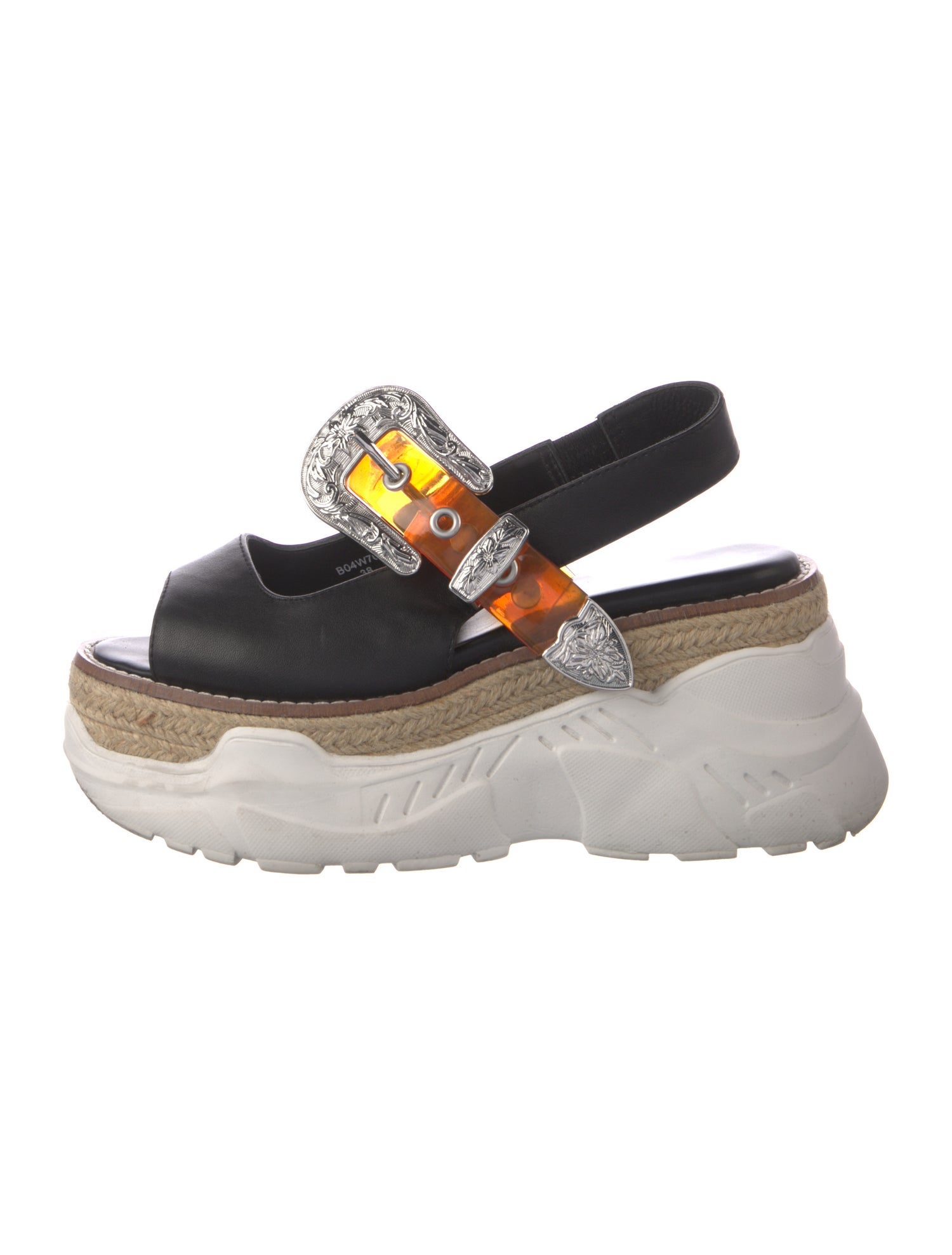 Miharayasuhiro Leather Colorblock Pattern Slingback Sandals