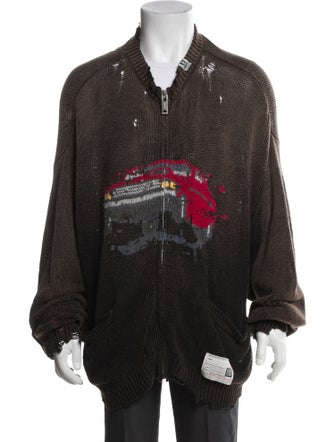 Miharayasuhiro Graphic Print V-Neck Cardigan