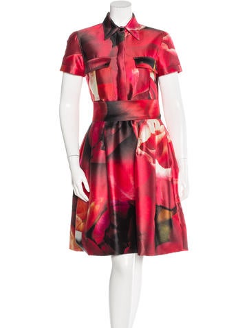 Naeem Khan Silk Abstract Print Dress