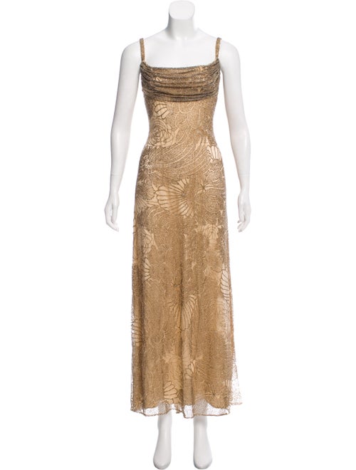 Naeem Khan Beaded Evening Gown Beige