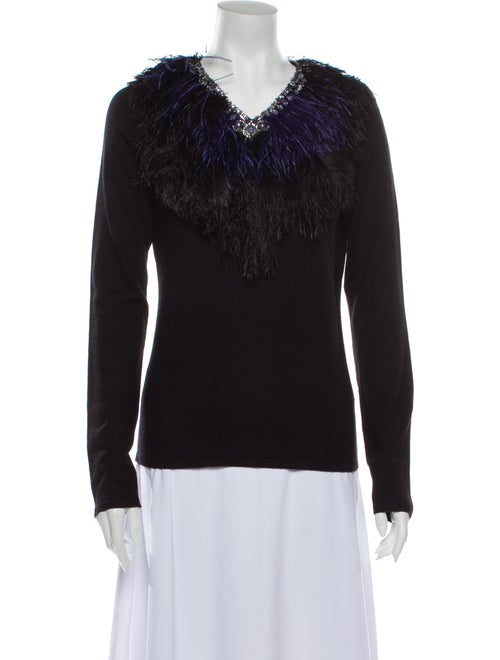 Naeem Khan Cashmere Printed Top Black