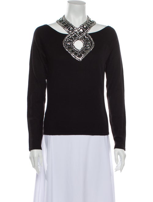 Naeem Khan Cashmere V-Neck Sweatshirt Black