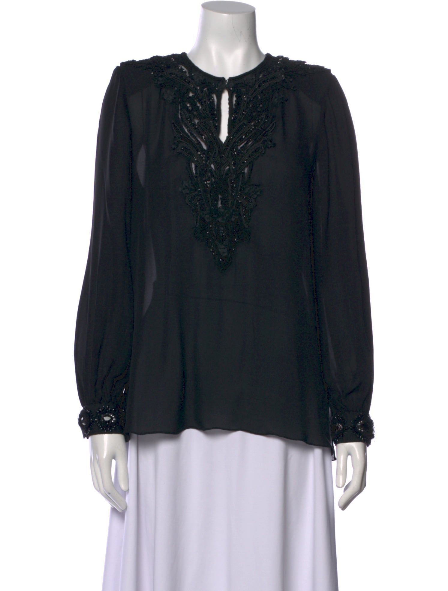 Naeem Khan Silk V-Neck Blouse