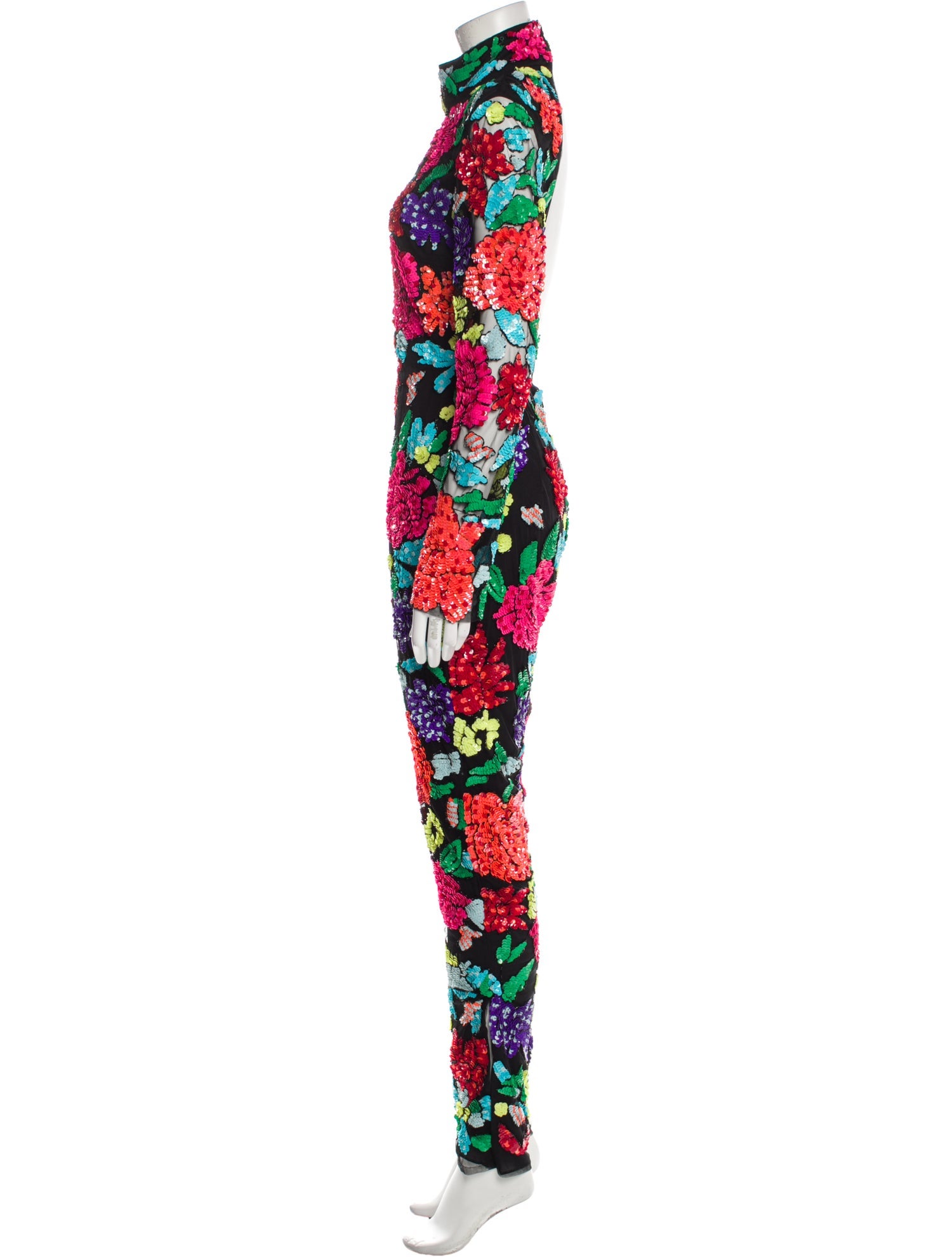 Naeem Khan Mesh Floral Print Jumpsuit w/ Tags
