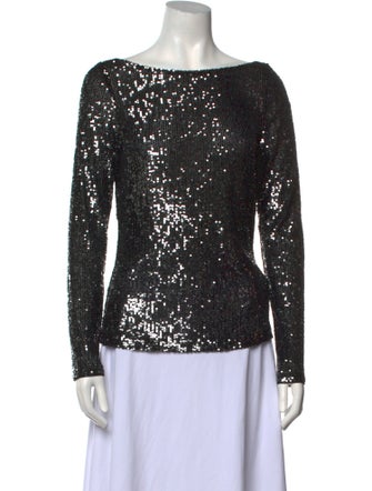 Naeem Khan Bateau Neckline Long Sleeve Blouse