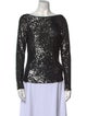 Naeem Khan Bateau Neckline Long Sleeve Blouse