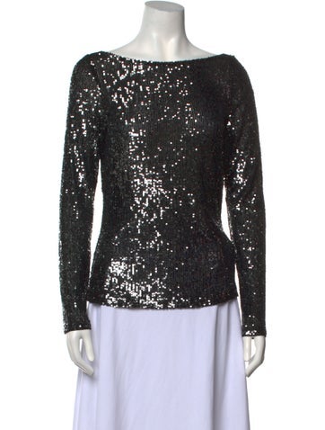 Naeem Khan Tops Bateau Neckline Long Sleeve Blouse US 8 | M