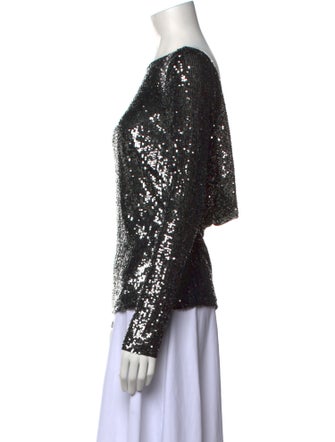 Naeem Khan Bateau Neckline Long Sleeve Blouse