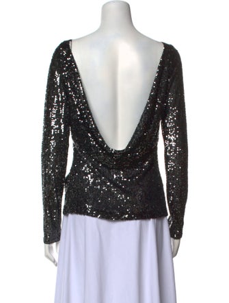 Naeem Khan Bateau Neckline Long Sleeve Blouse