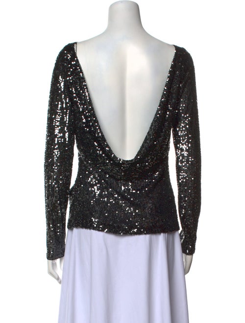 Naeem Khan Bateau Neckline Long Sleeve Blouse