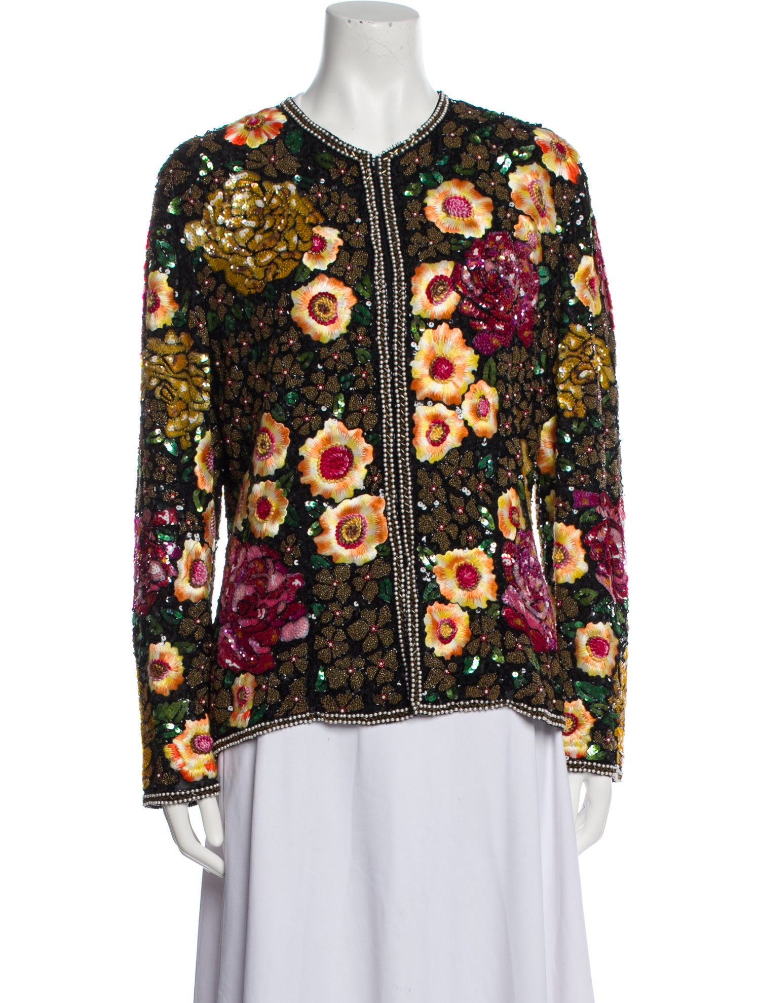 Naeem Khan Silk Floral Print Evening Jacket