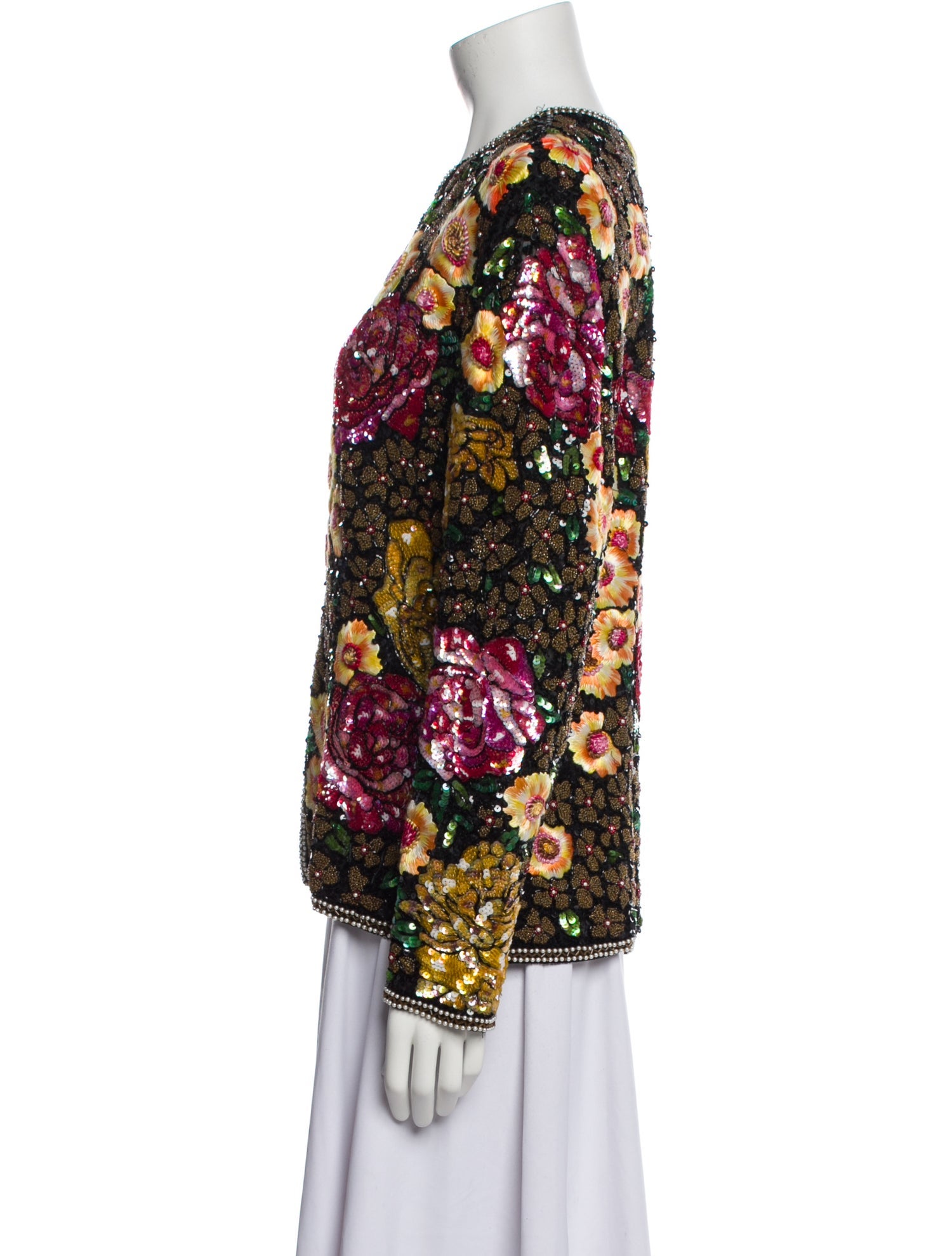 Naeem Khan Silk Floral Print Evening Jacket