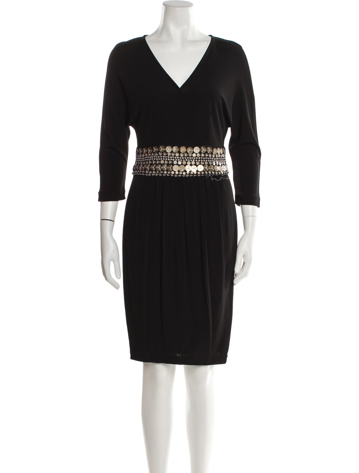 Naeem Khan Long Sleeve Sequin-Accented Dress