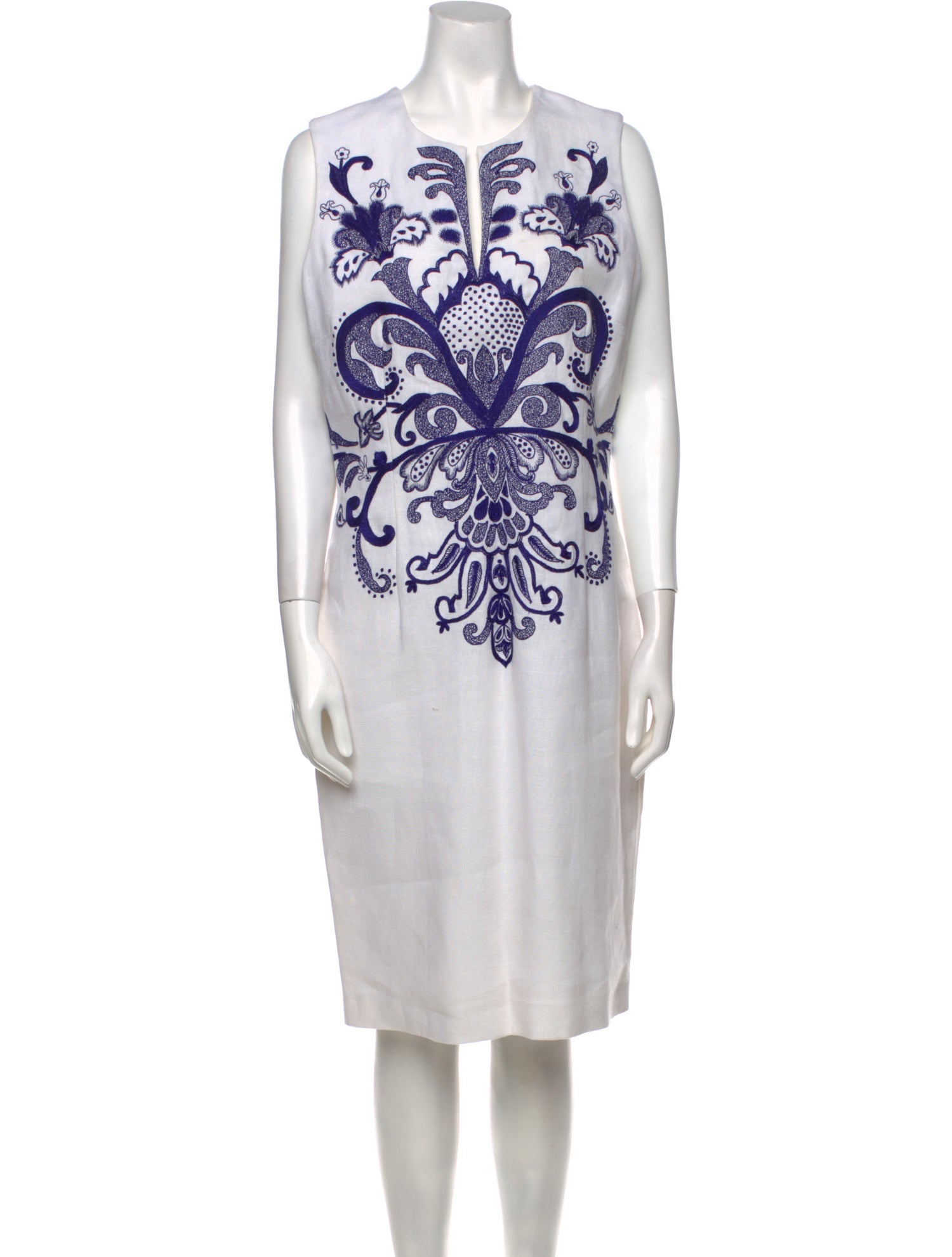 Naeem Khan Linen Midi Length Dress