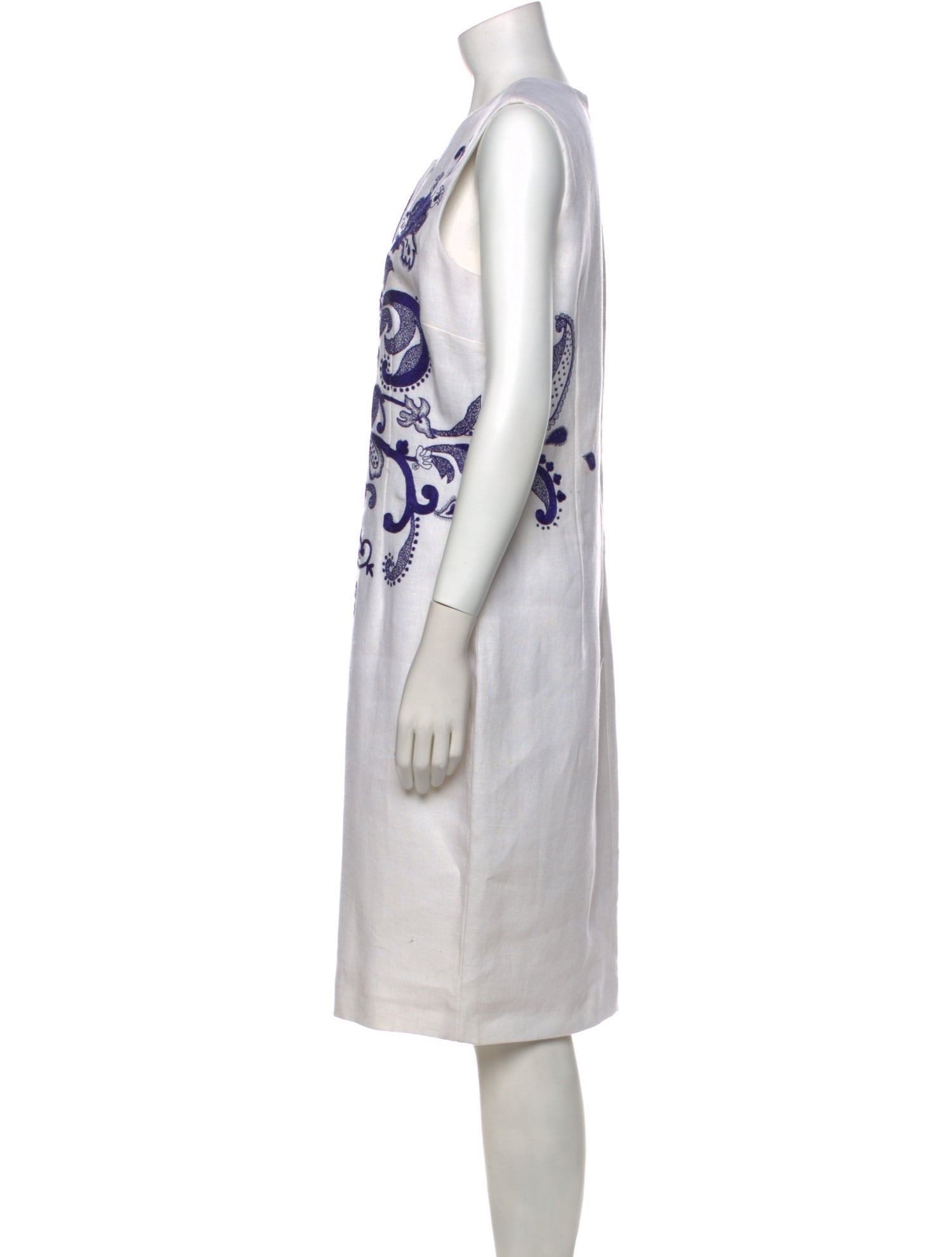 Naeem Khan Linen Midi Length Dress